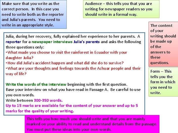 Make sure that you write as the correct person. In this case you need