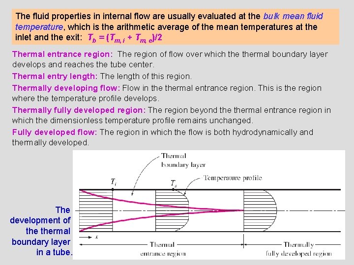 The fluid properties in internal flow are usually evaluated at the bulk mean fluid