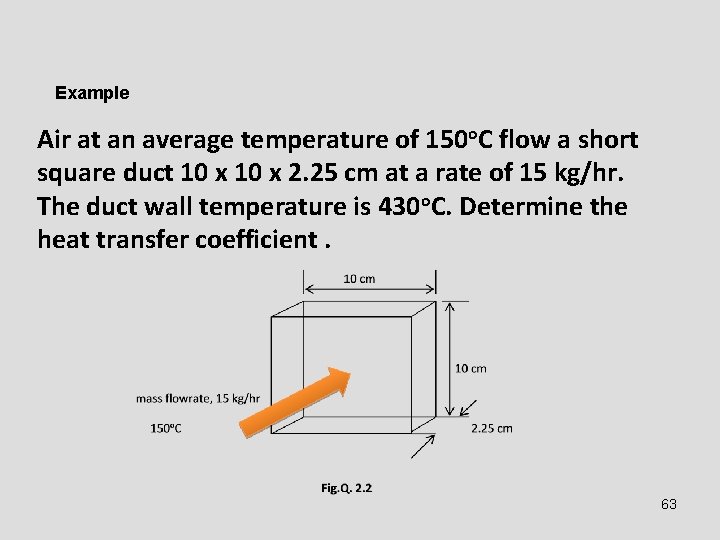 Example Air at an average temperature of 150 o. C flow a short square