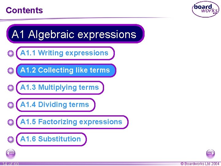 Contents A 1 Algebraic expressions A 1. 1 Writing expressions A 1. 2 Collecting