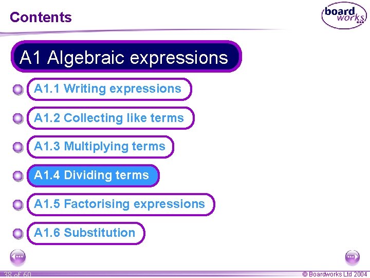 Contents A 1 Algebraic expressions A 1. 1 Writing expressions A 1. 2 Collecting