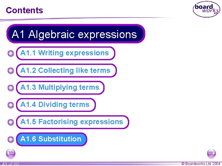 Contents A 1 Algebraic expressions A 1. 1 Writing expressions A 1. 2 Collecting