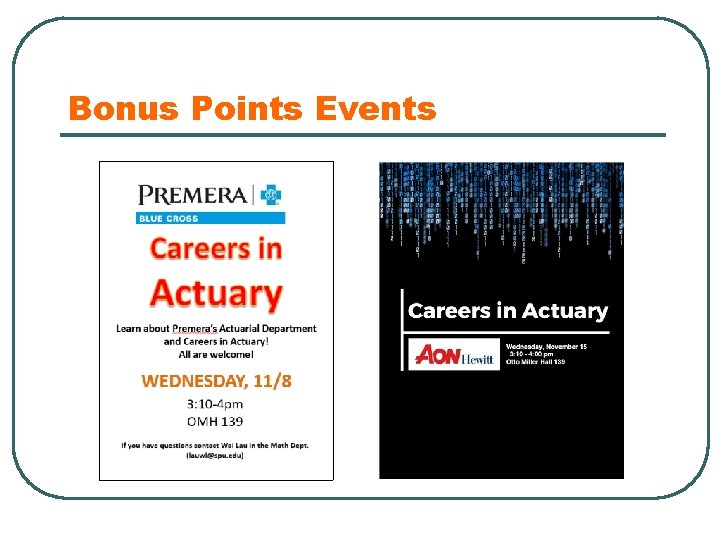 Bonus Points Events 