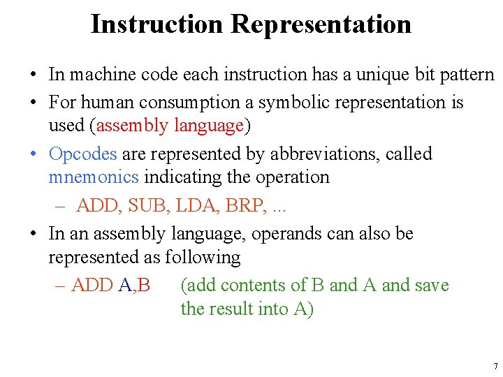 BLM 6112 Advanced Computer Architecture Instruction Set Architecture