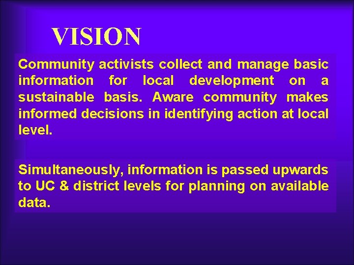 VISION Community activists collect and manage basic information for local development on a sustainable