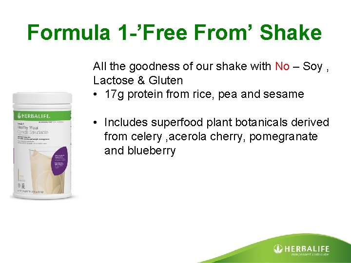 Formula 1 -’Free From’ Shake All the goodness of our shake with No –