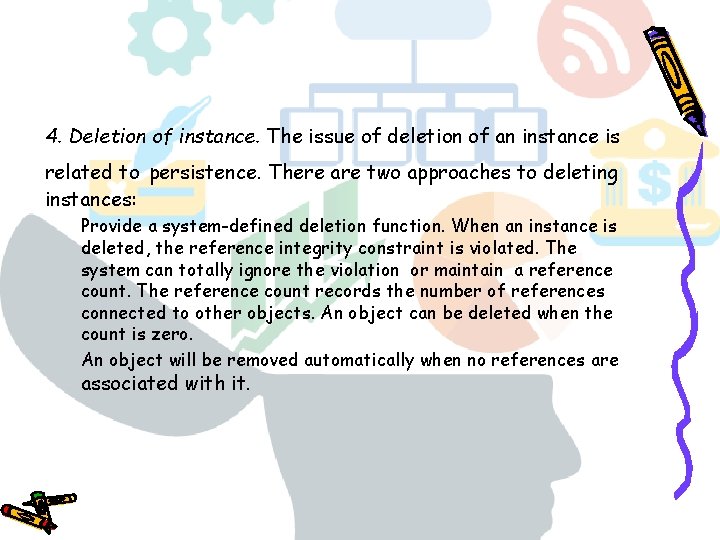 4. Deletion of instance. The issue of deletion of an instance is related to