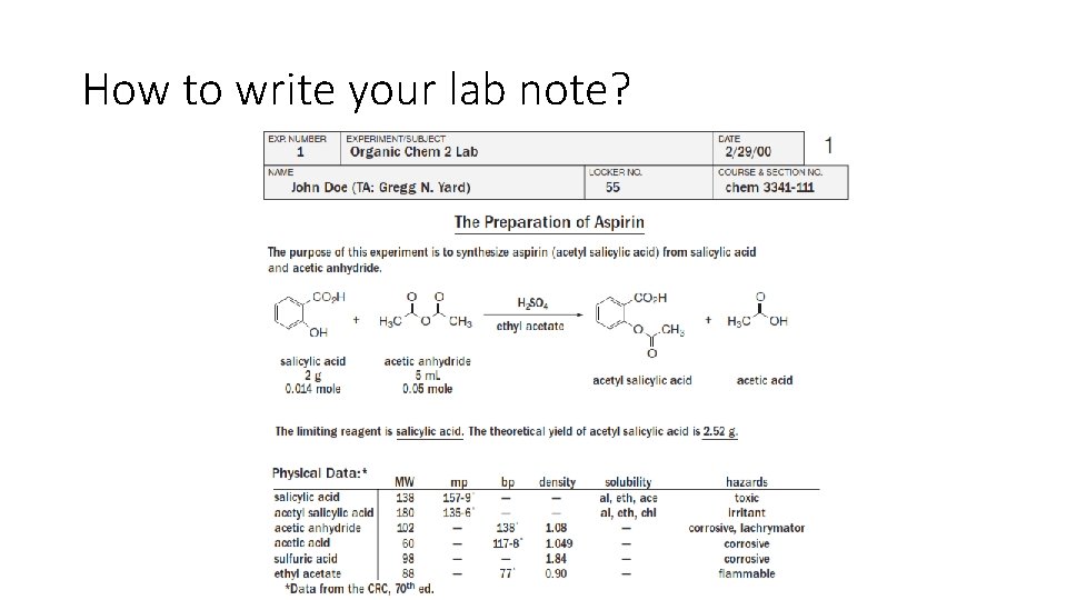 How to write your lab note? 