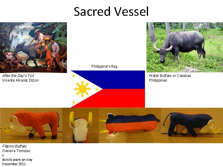 Sacred Vessel Philippine’s flag After the Day’s Toil Vicente Alvarez Dizon Filipino Buffalo Geneva