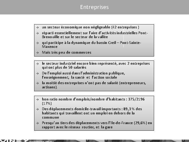 Entreprises → → → → → un secteur économique non négligeable (42 entreprises )