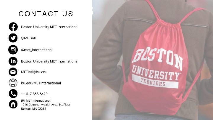 MET International CONTACT US Boston University Metropolitan College 