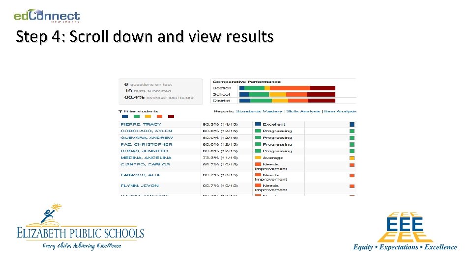 Step 4: Scroll down and view results 