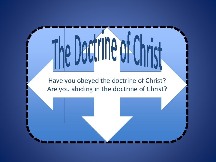 Have you obeyed the doctrine of Christ? Are you abiding in the doctrine of