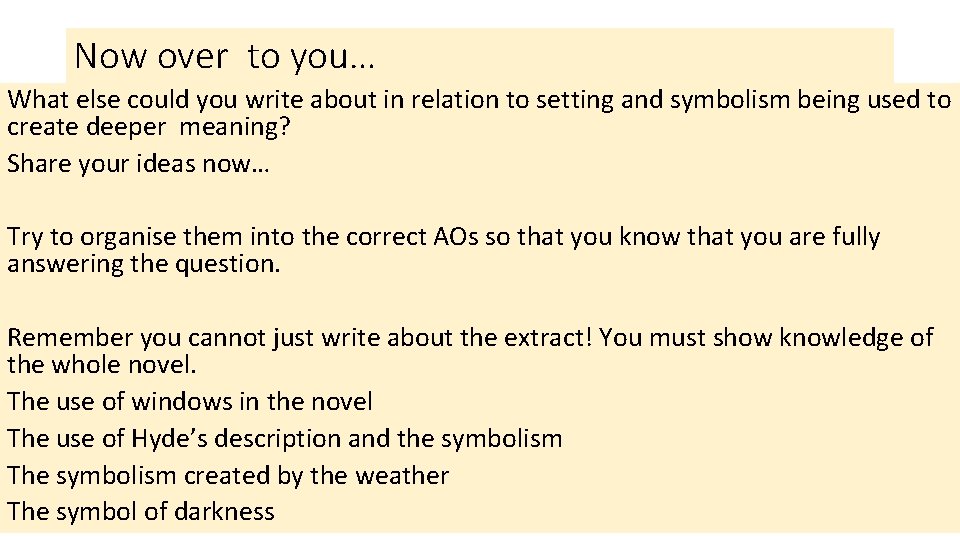 Now over to you… What else could you write about in relation to setting