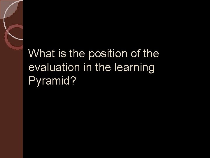 What is the position of the evaluation in the learning Pyramid? 