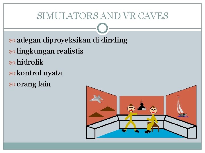 SIMULATORS AND VR CAVES adegan diproyeksikan di dinding lingkungan realistis hidrolik kontrol nyata orang