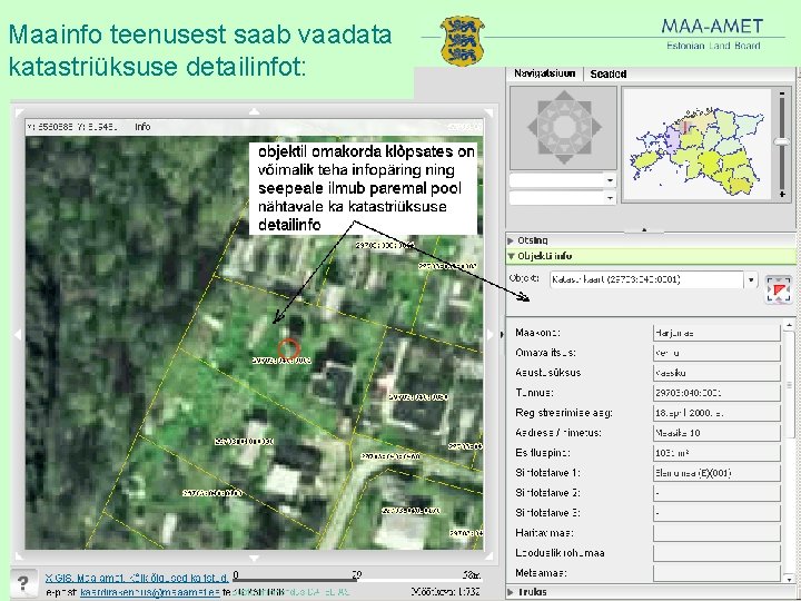 Maainfo teenusest saab vaadata katastriüksuse detailinfot: 