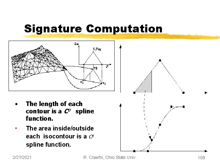 Signature Computation • The length of each contour is a C 0 spline function.