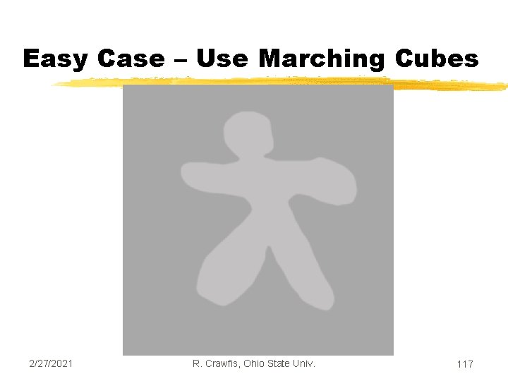 Easy Case – Use Marching Cubes 2/27/2021 R. Crawfis, Ohio State Univ. 117 