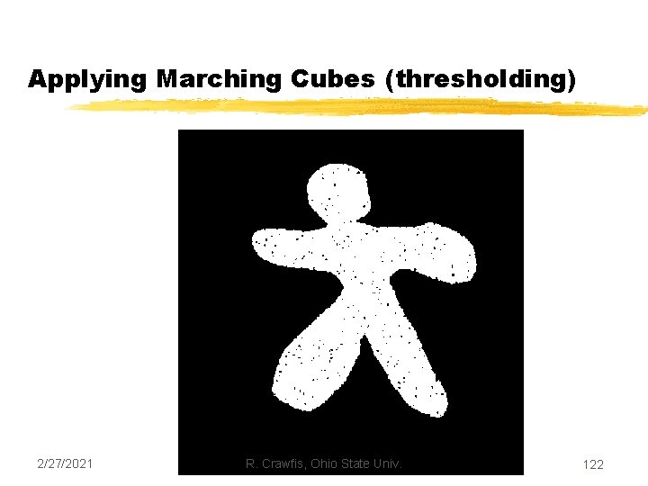 Applying Marching Cubes (thresholding) 2/27/2021 R. Crawfis, Ohio State Univ. 122 