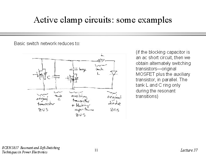 Active clamp circuits: some examples Basic switch network reduces to: (if the blocking capacitor