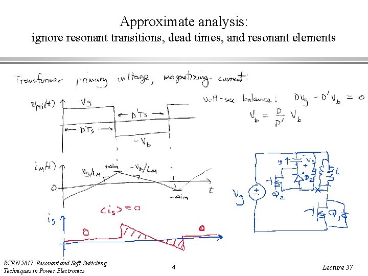 Approximate analysis: ignore resonant transitions, dead times, and resonant elements ECEN 5817 Resonant and