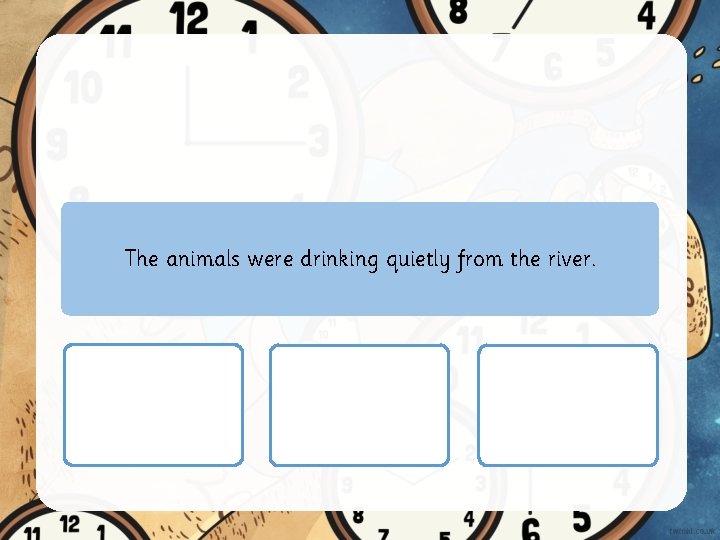 The animals were drinking quietly from the river. 