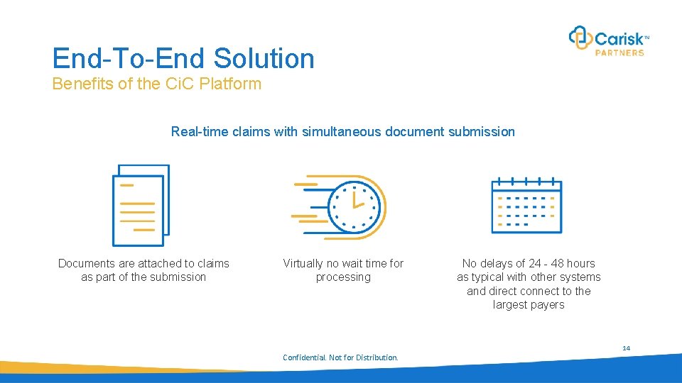 End-To-End Solution Benefits of the Ci. C Platform Real-time claims with simultaneous document submission