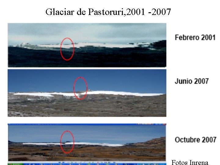 Glaciar de Pastoruri, 2001 -2007 