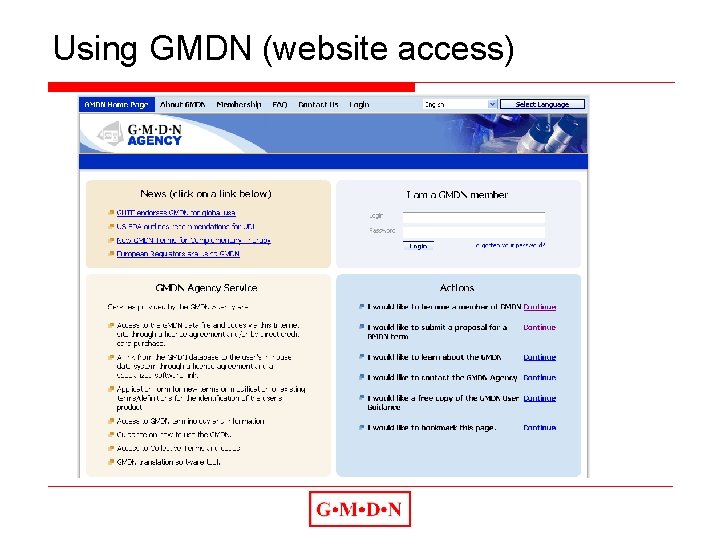 Using GMDN (website access) 