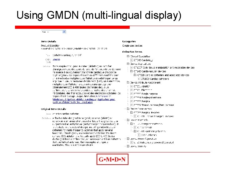Using GMDN (multi-lingual display) 