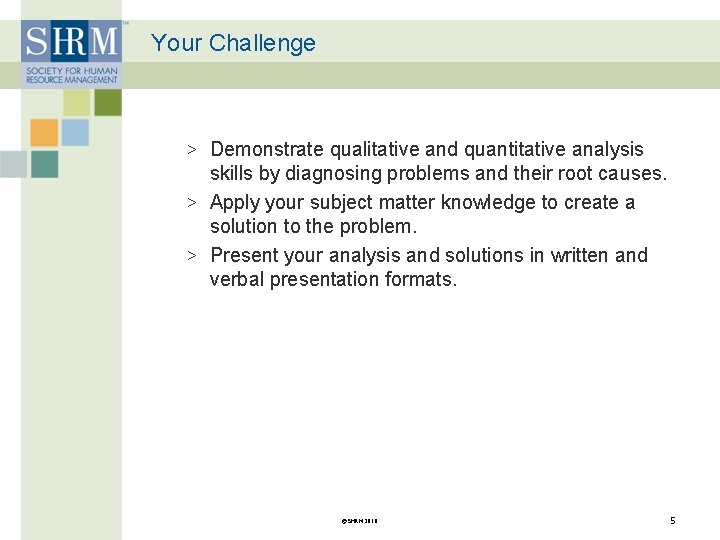 Your Challenge > Demonstrate qualitative and quantitative analysis skills by diagnosing problems and their