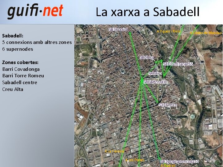 La xarxa a Sabadell A Bigues i Riells Sabadell: 5 connexions amb altres zones