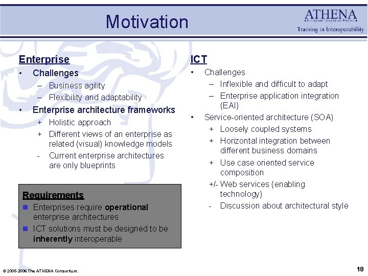 Motivation Enterprise ICT • • Challenges – Business agility – Flexibility and adaptability •