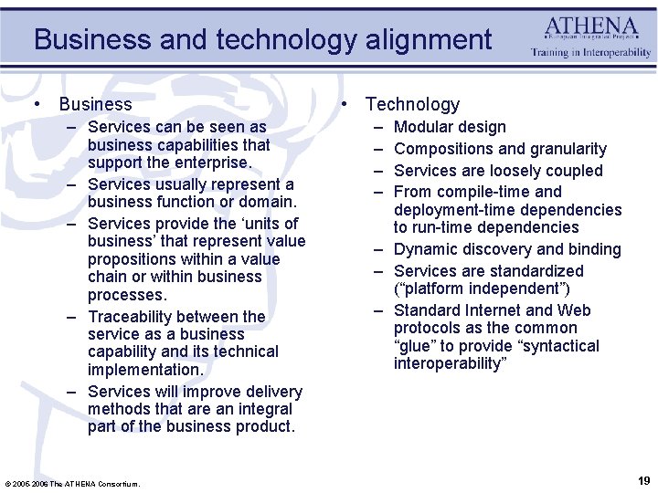 Business and technology alignment • Business – Services can be seen as business capabilities