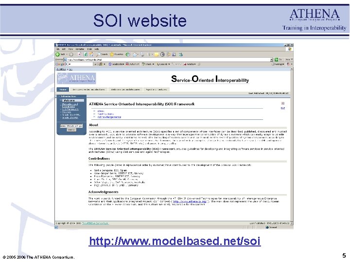 SOI website http: //www. modelbased. net/soi © 2005 -2006 The ATHENA Consortium. 5 