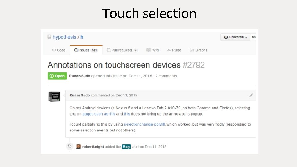 Touch selection 