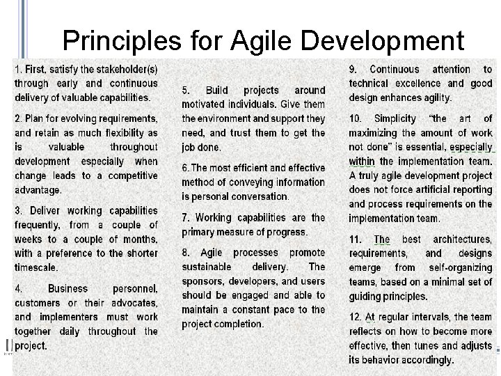 Principles for Agile Development June 2007 18 