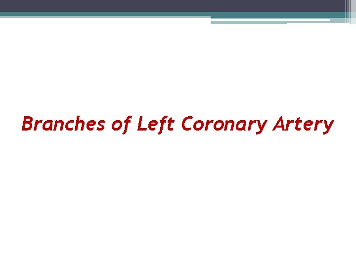 Branches of Left Coronary Artery 
