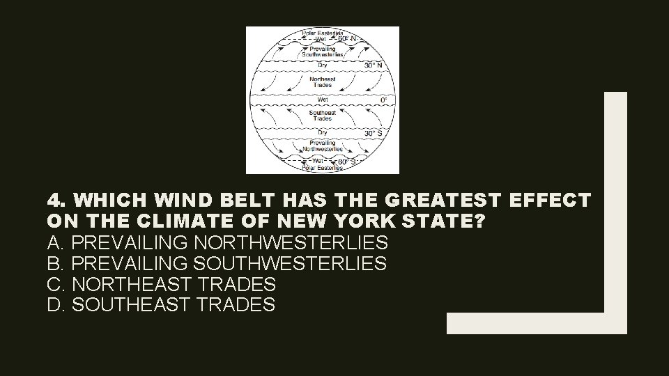 4. WHICH WIND BELT HAS THE GREATEST EFFECT ON THE CLIMATE OF NEW YORK