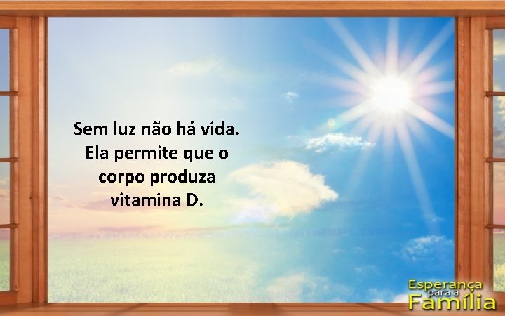 Sem luz não há vida. Ela permite que o corpo produza vitamina D. 