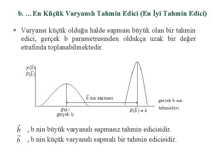 b. …En Küçük Varyanslı Tahmin Edici (En İyi Tahmin Edici) § Varyansı küçük olduğu