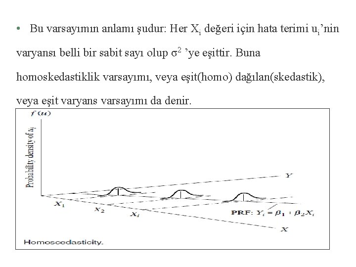  • Bu varsayımın anlamı şudur: Her Xi değeri için hata terimi ui’nin varyansı