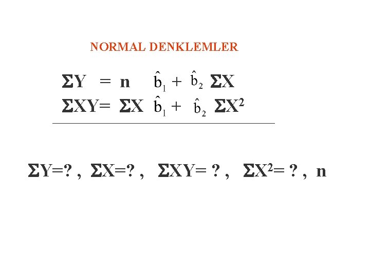 NORMAL DENKLEMLER SY = n SXY= SX + + SX SX 2 SY=? ,