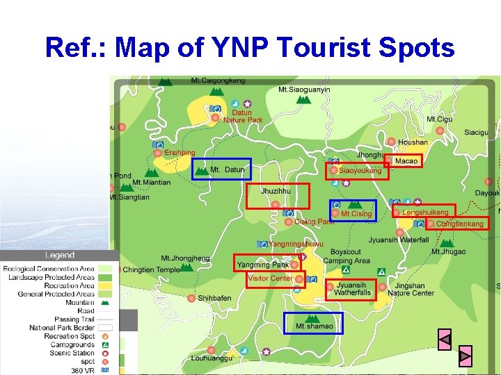 Ref. : Map of YNP Tourist Spots 