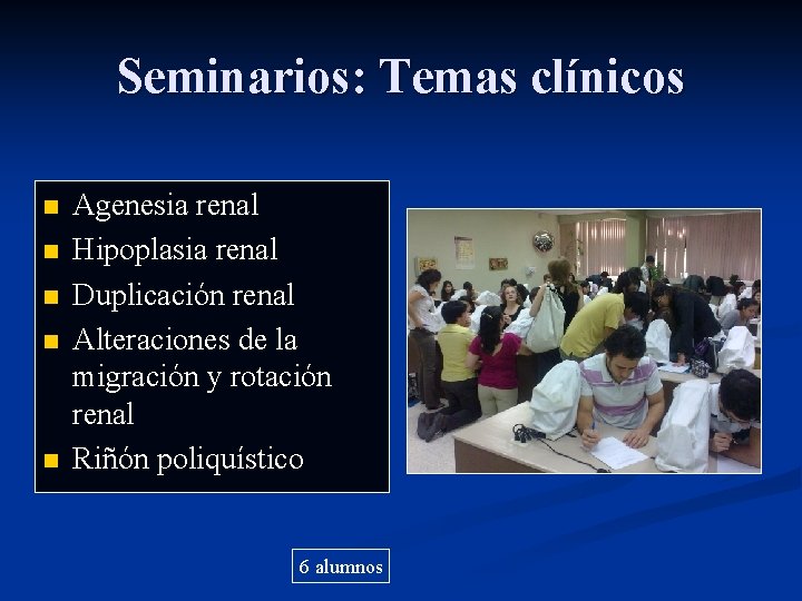 Seminarios: Temas clínicos n n n Agenesia renal Hipoplasia renal Duplicación renal Alteraciones de