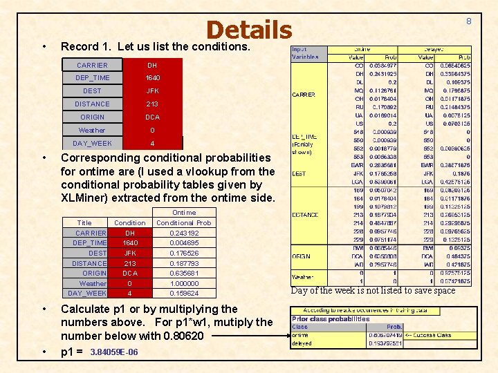  • • Details Record 1. Let us list the conditions. CARRIER DH DEP_TIME