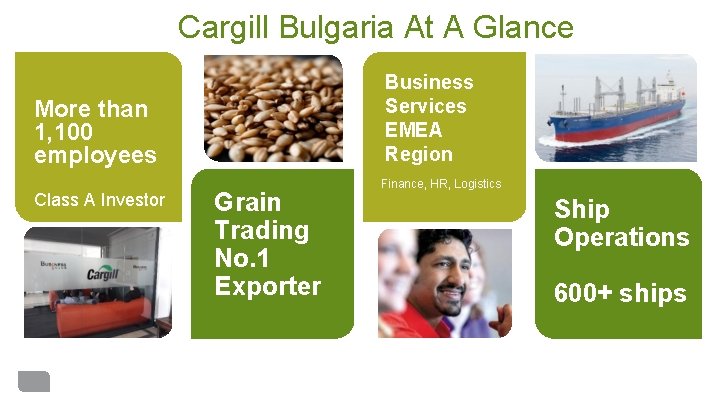 Cargill Bulgaria At A Glance Business Services EMEA Region More than 1, 100 employees