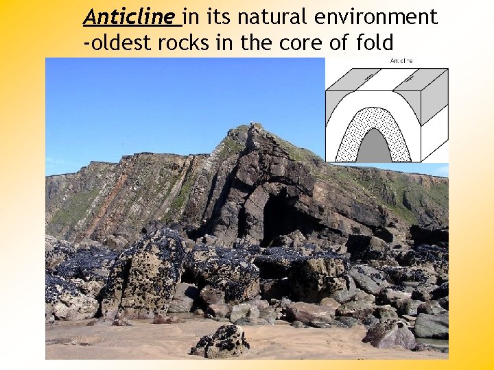 Anticline in its natural environment -oldest rocks in the core of fold 