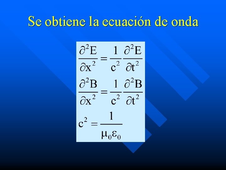 Se obtiene la ecuación de onda 